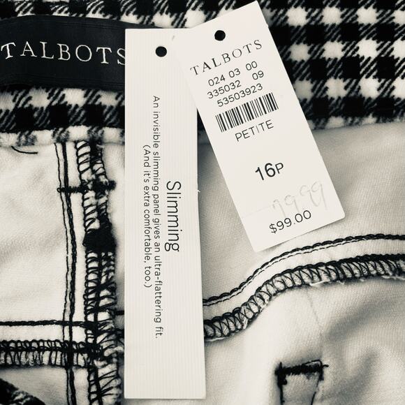 Talbots Velveteen Straight Leg Pants High Waist Gingham Size 16p Preppy - Picture 6 of 11